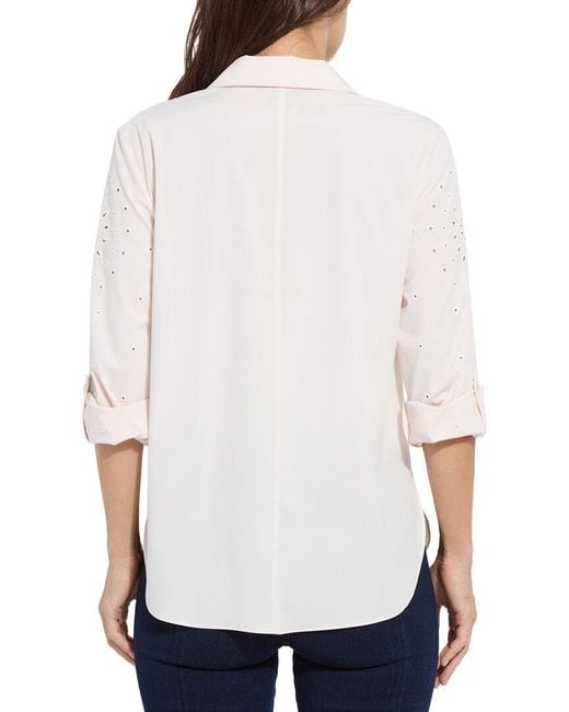 Lyssé White Zelie Eyelet Embroidered Shirt