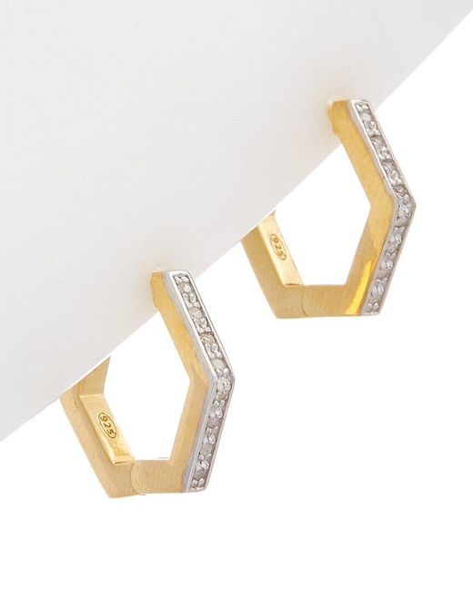 Meshmerise Metallic 18k Over Silver 0.15-0.18 Ct. Tw. Diamond Earrings