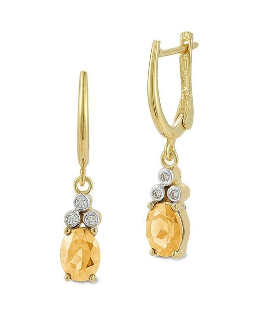 Reiss Metallic 14k 2.43 Ct. Tw. Diamond & Citrine Dangle Earrings