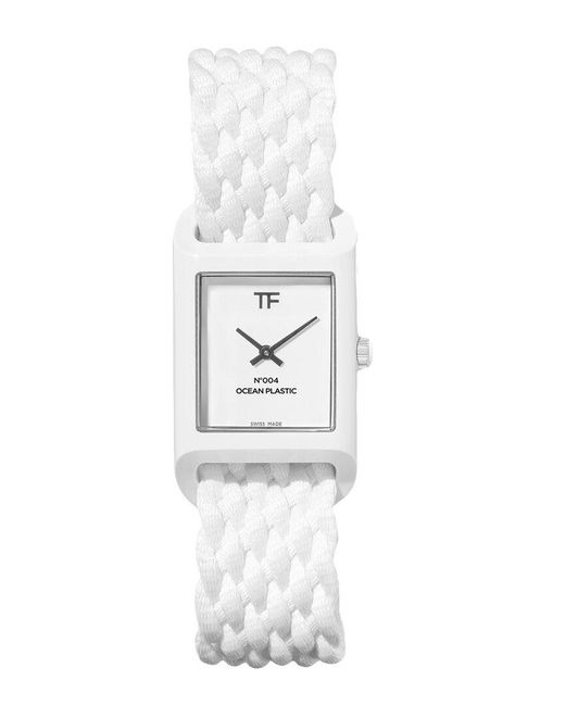 Tom Ford White Unisex 004 Ocean Plastic Watch for men