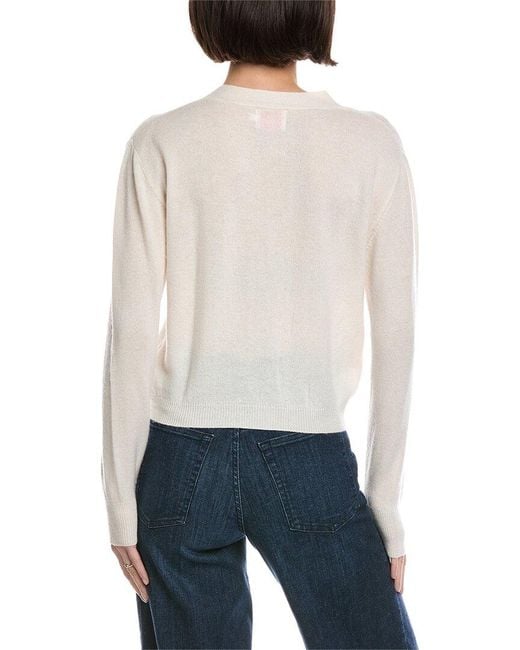 Brodie Cashmere White Boxy Little Wool & Cashmere-Blend Cardigan