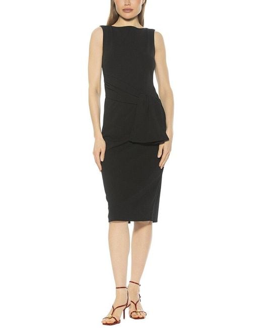Alexia Admor Black Kiara Boatneck Bow Waist Sheath Dress
