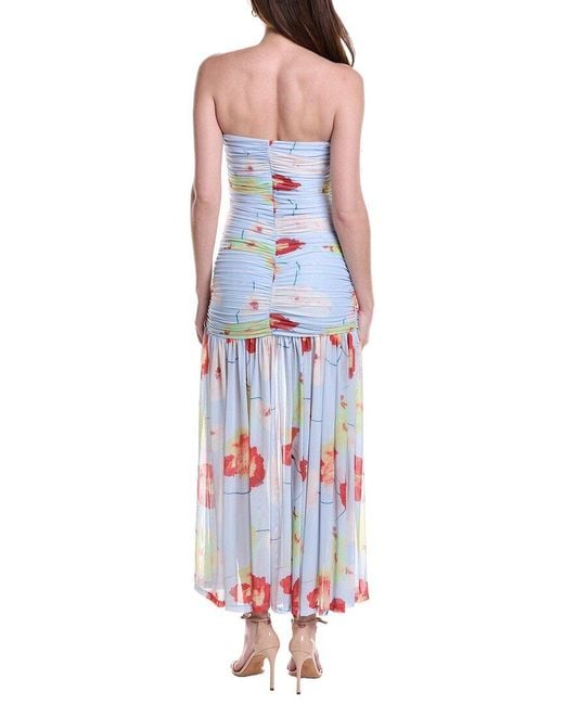 Bardot Blue Solana Printed Mesh Maxi Dress