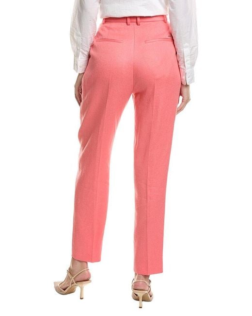 Boss Pink Tefike Linen-Blend Trouser