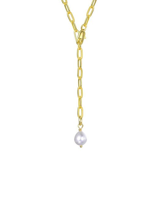 Genevive Jewelry White 14K Pearl Chain Necklace
