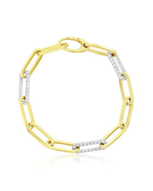 Jewels by Viomo Metallic 14k Two-tone 1.56 Ct. Tw. Diamond Paperclip Bracelet