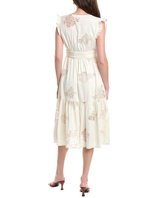 Cabi Natural Laguna Linen-Blend Wrap Dress