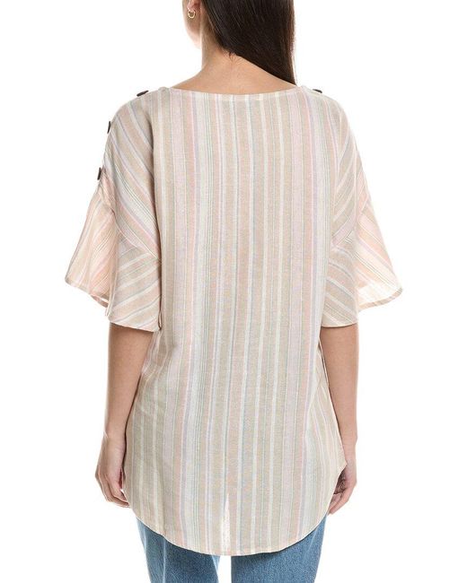 Ellen Tracy White Linen-Blend Dolman Top