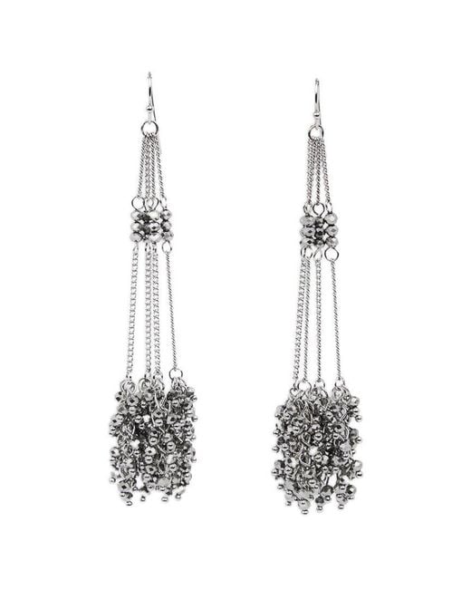 Saachi White Cluster Drop Chain Earrings