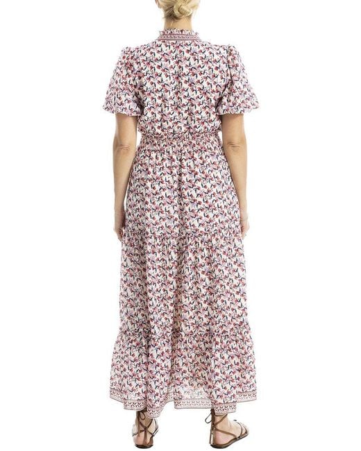 Max Studio Purple V-Neck Tiered Maxi Dress