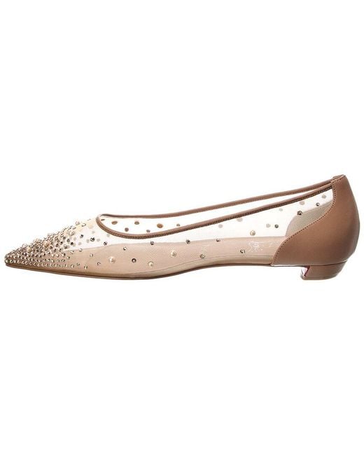 Christian Louboutin White Miss Z Degrastrassina Perla Mesh & Leather Flat