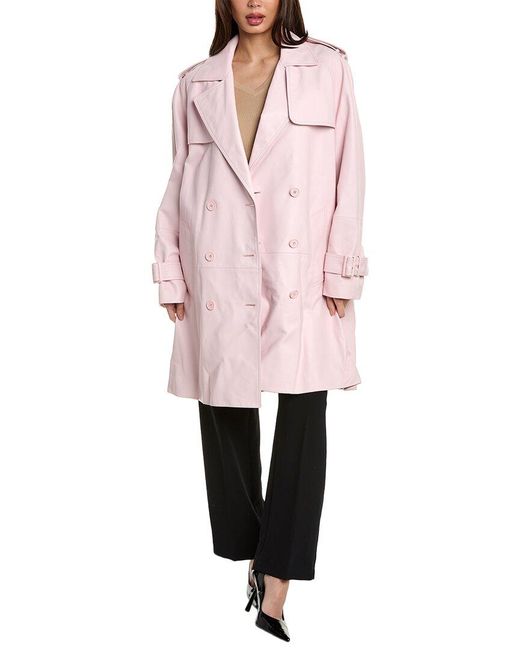 Michael Kors Pink Leather Trench Coat
