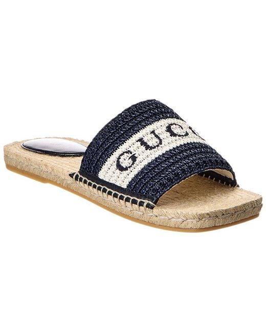 Gucci Blue Gg Raffia Sandal