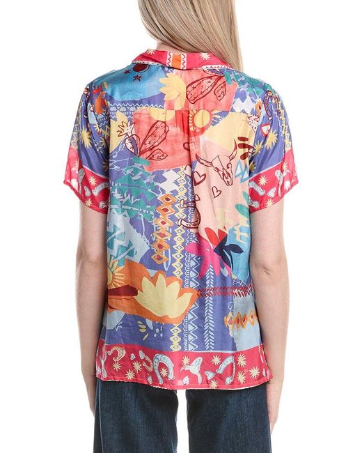 Johnny Was Red Liberty Silk Shirt
