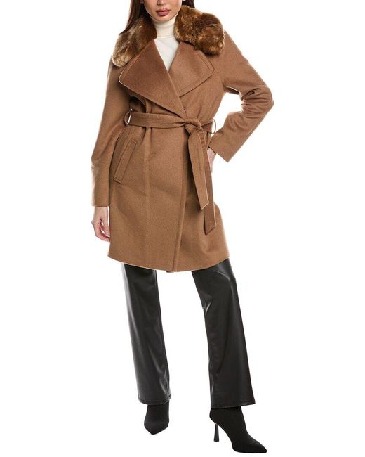 Via Spiga Natural Wool-Blend Wrap Coat