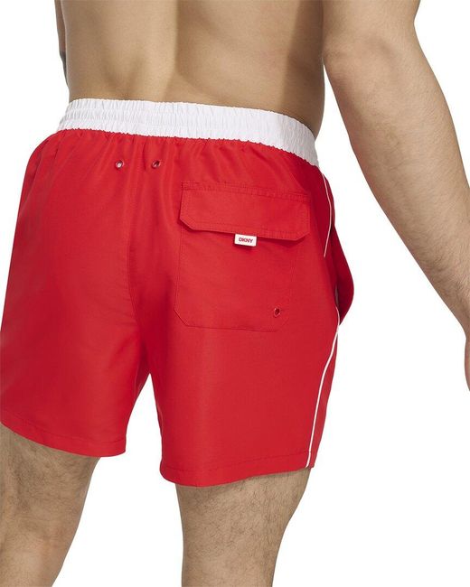 DKNY Red Modern Euro Swim Trunk for men