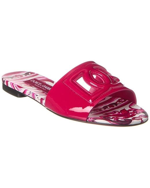 Dolce & Gabbana Pink Dg Logo Patent Sandal