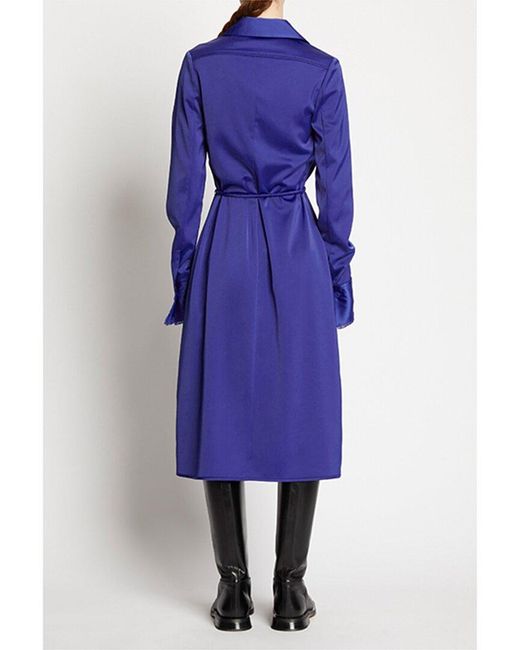 Proenza Schouler Blue Stretch Satin Shirtdress