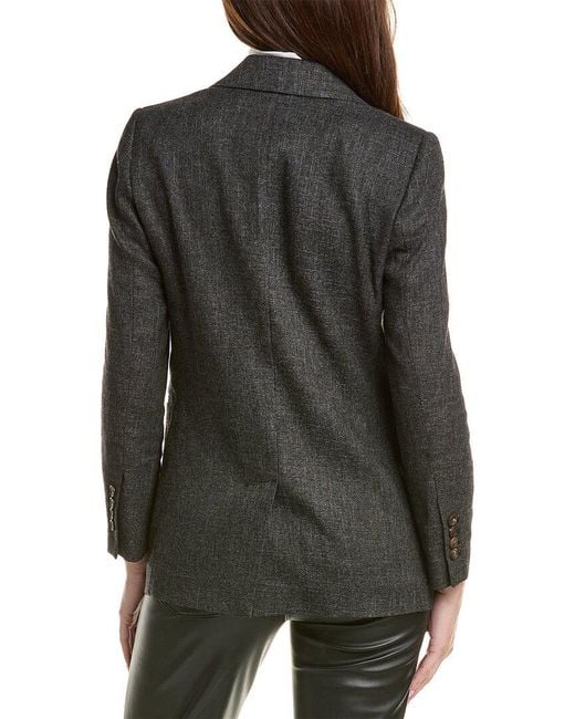 Brunello Cucinelli Black Linen & Wool-blend Blazer