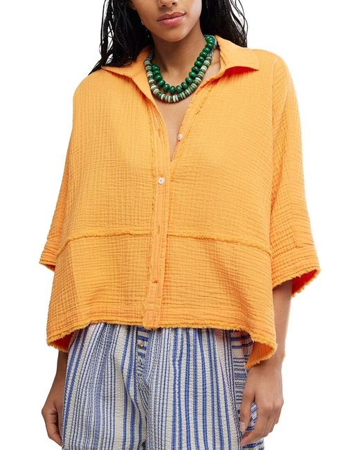 Free People Orange Happy Days Top