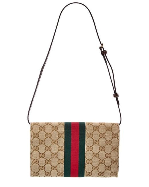 Gucci White Horsebit Gg Canvas Shoulder Bag