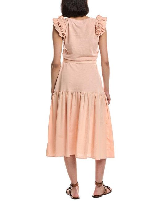 Nation Ltd Pink Everleigh Frilly Midi Dress