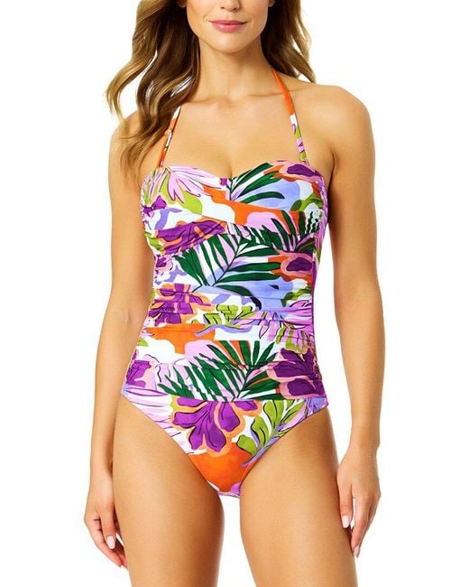 Anne Cole Blue Twist Front Strapless One-Piece