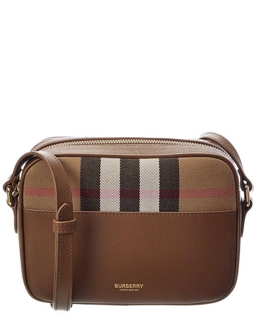 Burberry Brown Small Check Canvas & Leather Camera Bag