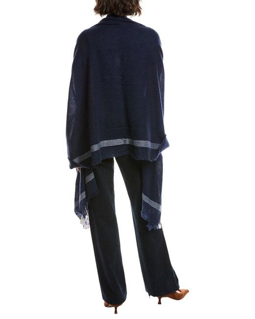Vince Blue Lightweight Border Stripe Cashmere Wrap