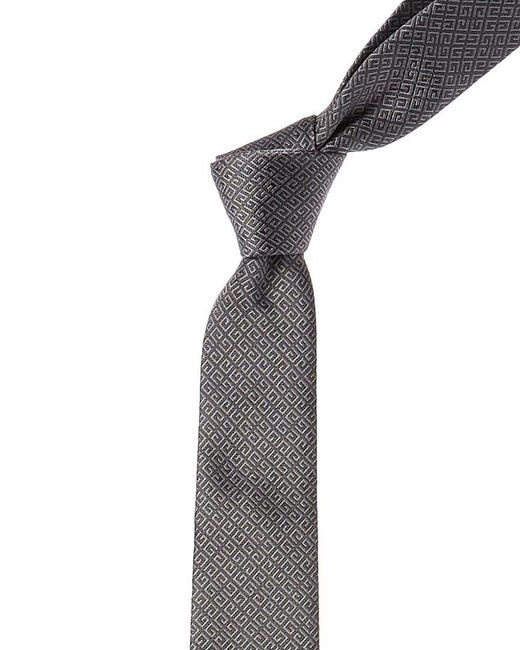 Givenchy Gray Grey All Over 4g Jacquard Silk Tie for men