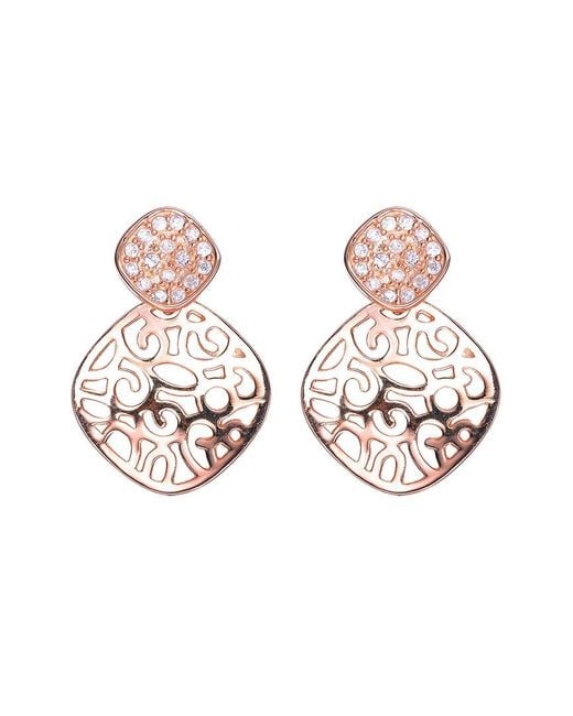 Genevive Jewelry Pink 18k Rose Gold Vermeil Cz Drop Earrings