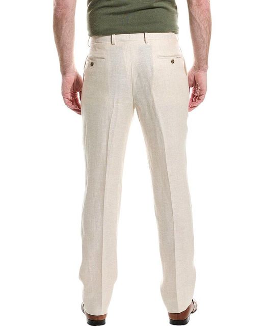 Brooks Brothers Natural Pleated Linen Pant for men