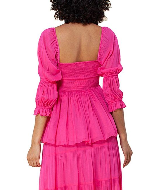 Hale Bob Pink Smocked Top