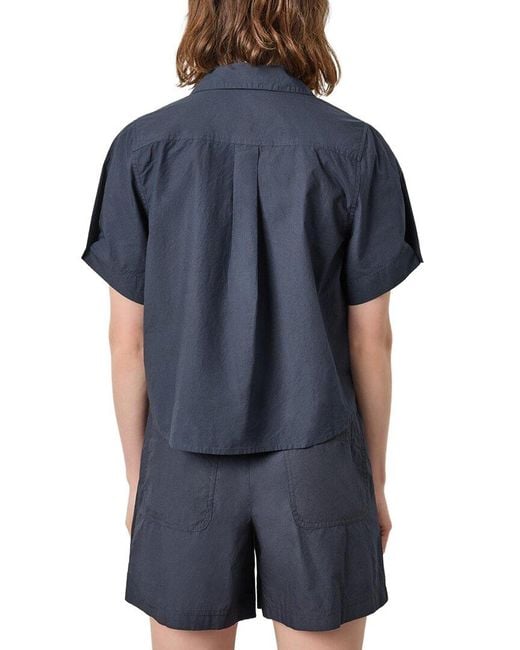 Lilla P Blue Folded Sleeve Button Down Shirt