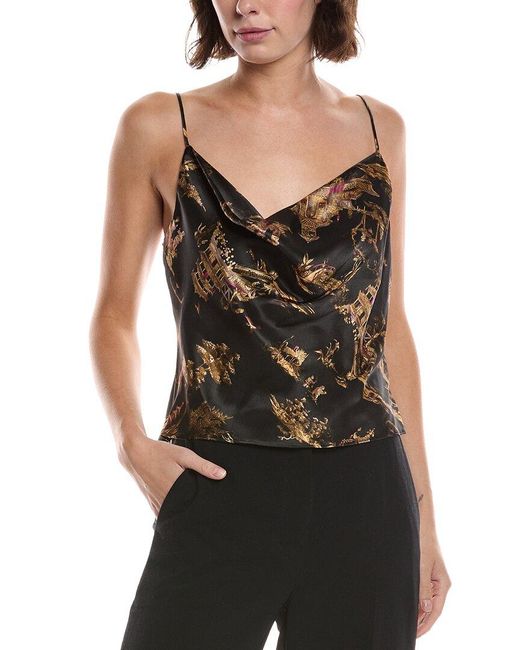L'Agence Black Calista Cowl Neck Silk Cami