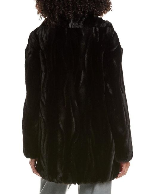 Joseph Ribkoff Black Faux Fur Textured Coat