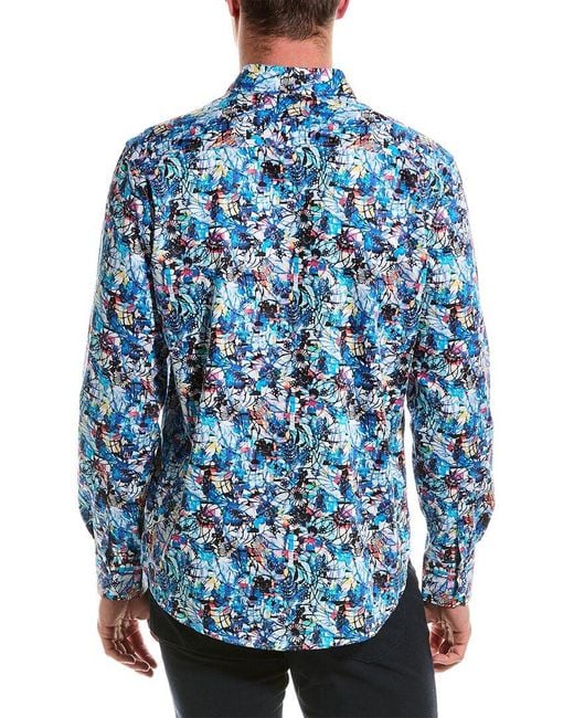 Robert Graham Blue Fleming Classic Fit Woven Shirt for men