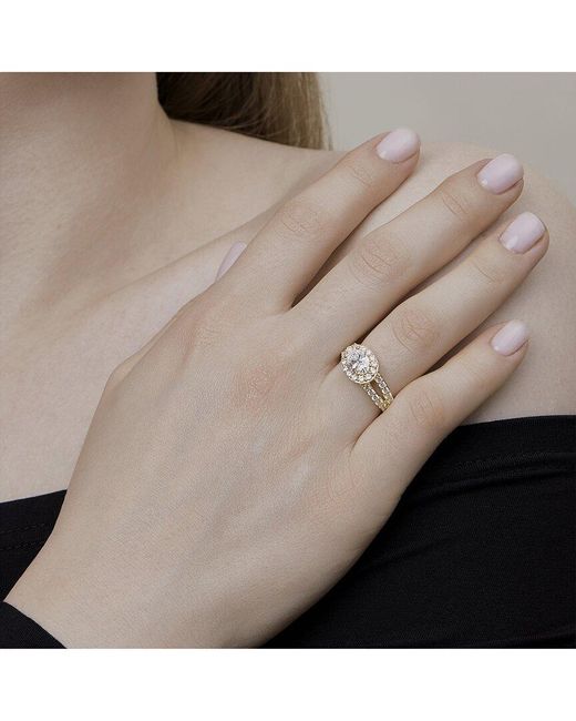 Lab Grown Diamonds Metallic 18K Over 1.96 Ct. Tw. Lab-Grown Diamond Halo Ring
