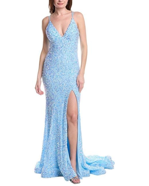Jovani Blue Emeblished Gown