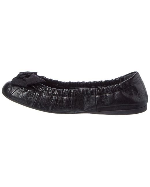 Prada Black Leather Ballerina Flat