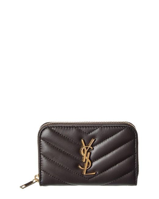 Saint Laurent Gray Cassandre Leather Coin Purse