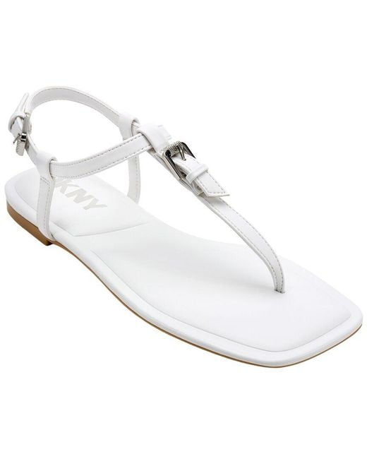 DKNY White Datto Flat Thong Sandal