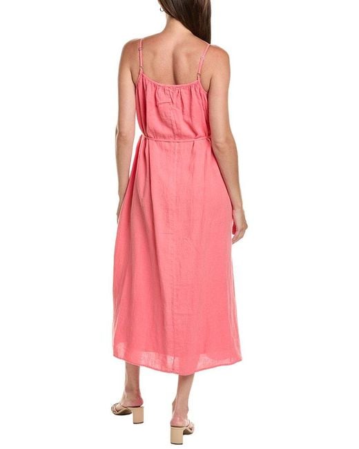 Bella Dahl Pink Linen Shirred Cami Midi Dress