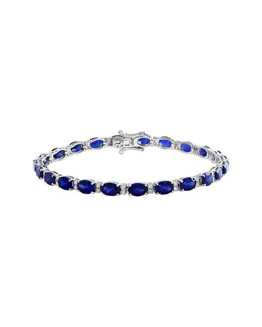 Effy Fine Jewelry Blue 14K 12.93 Ct. Tw. Lab-Grown Diamond & Lab-Grown Sapphire Bracelet