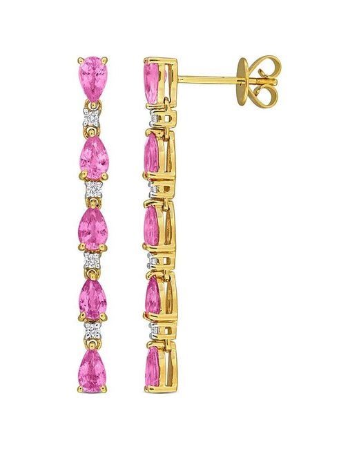 Rina Limor White 14k 2.82 Ct. Tw. Diamond & Pink Sapphire Earrings
