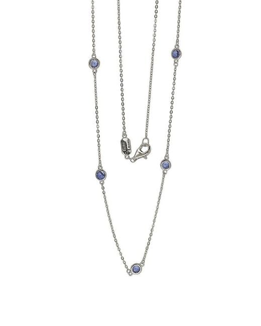 Suzy Levian White Diamond & Sapphire Station Necklace