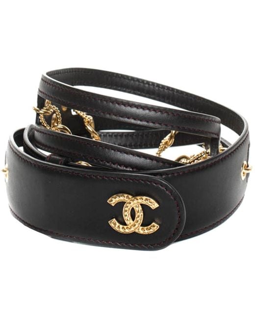 Chanel Black 2018 Medallion Leather Chain-link Belt