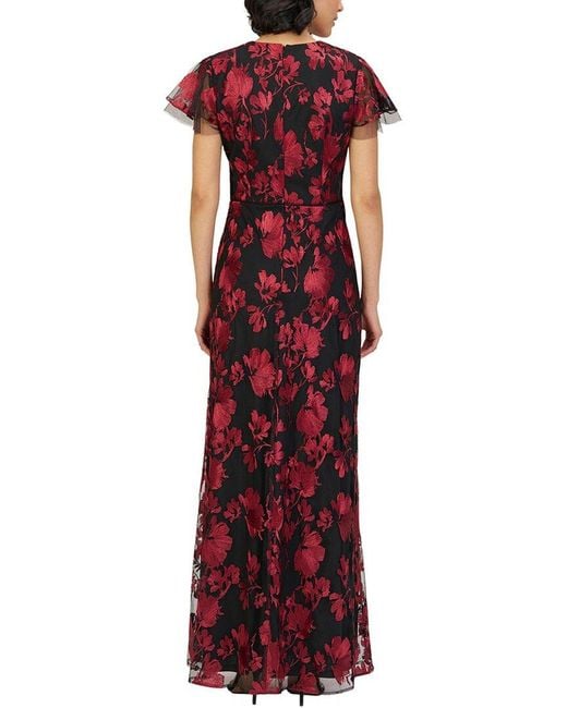 JS Collections Red Fauna Column Gown