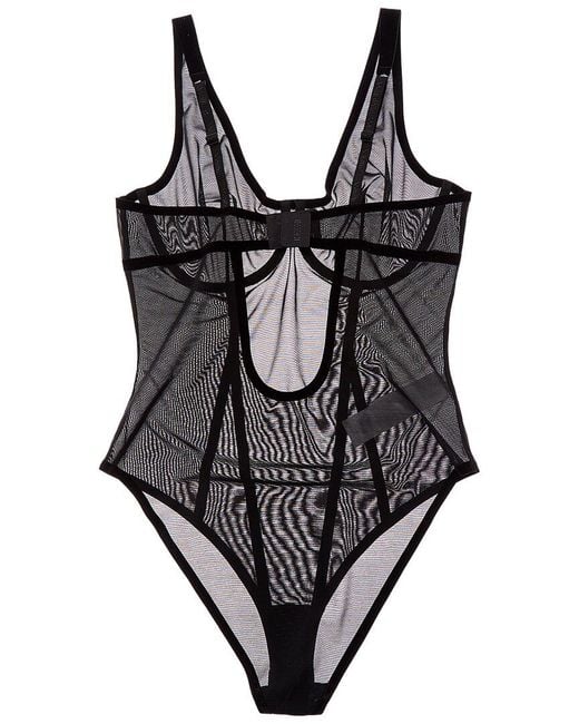 Wolford Black Bonded To Tulle Underwire Shaping Bodysuit