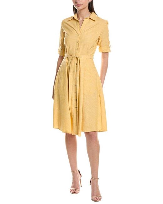 Sharagano Yellow Short Sleeve Shirtdress